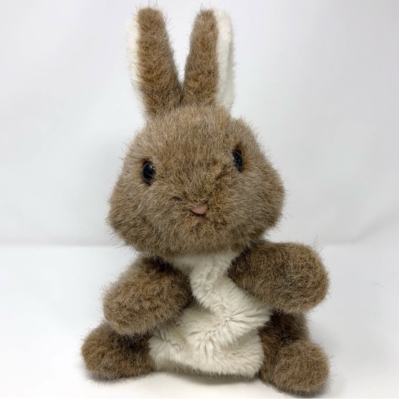 Dakin Brown White Rabbit Bunny Plush Hand Puppet Vintage 1984 Pink Nose Easter - Picture 1 of 9